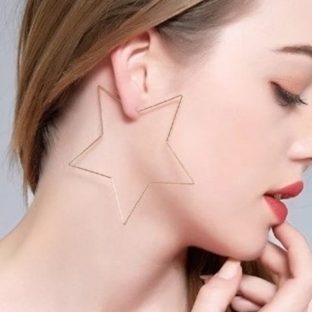 Gold Star Hoop Earrings